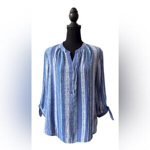 Robert Louis Chic Blue Striped Bohemian Tunic Blouse